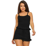 Women Sleepwear Shorts Set Pajamas O-Neck Top And Shorts For Women Pajamas Set Sweet Sexy Sleeveless Suspender Homewear