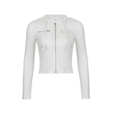 Women Zip Up Hoodie Jacket Casual Solid Color Long Sleeve Sweatshirt with Pockets Autumn Streetwear
