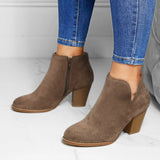 Women's Fashion New Round Head Anti Slip Thick Heel Western Ankle Boots LS0110
