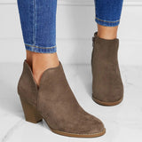 Women's Fashion New Round Head Anti Slip Thick Heel Western Ankle Boots LS0110