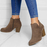 Women's Fashion New Round Head Anti Slip Thick Heel Western Ankle Boots LS0110
