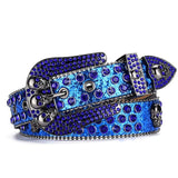 Women's Jeans Rhinestone Belt Y2K Belt Western Denim Shiny Rivet Design PU Artificial Diamond Belt Punk Rock Men's Skull Belt