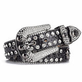 Women's Jeans Rhinestone Belt Y2K Belt Western Denim Shiny Rivet Design PU Artificial Diamond Belt Punk Rock Men's Skull Belt