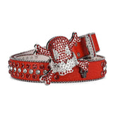 Women's Jeans Skull Head Buckle Rhinestone Belt Y2K Belt Shiny Rivet Design Pu Belt Artificial Diamond Belt Punk Rock Men's Belt
