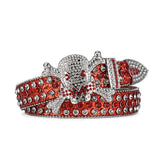 Women's Jeans Skull Head Buckle Rhinestone Belt Y2K Belt Shiny Rivet Design Pu Belt Artificial Diamond Belt Punk Rock Men's Belt