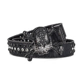 Women's Jeans Skull Head Buckle Rhinestone Belt Y2K Belt Shiny Rivet Design Pu Belt Artificial Diamond Belt Punk Rock Men's Belt