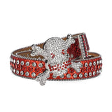 Women's Jeans Skull Head Buckle Rhinestone Belt Y2K Belt Shiny Rivet Design Pu Belt Artificial Diamond Belt Punk Rock Men's Belt