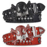 Women's Jeans Skull Head Buckle Rhinestone Belt Y2K Belt Shiny Rivet Design Pu Belt Artificial Diamond Belt Punk Rock Men's Belt