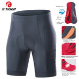 X-TIGER Men's Cycling Shorts with 2 Pockets Blasting Cotton Pad Bike Shorts Reflective Anti Slip Leg Grips Bicycle Shorts