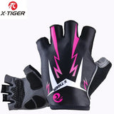 X-Tiger Cycling Gloves Reflective Mountain Bike Half Finger Gloves Mountain Bike Road Bike Anti-Slip Sports Gloves