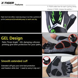 X-Tiger Cycling Gloves Reflective Mountain Bike Half Finger Gloves Mountain Bike Road Bike Anti-Slip Sports Gloves