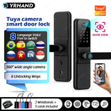 YRHAND H01 Fechadura Eletronica Tuya Wifi Digital Electronic Smart Door Lock With Biometric Camera Fingerprint IP66 Smart Lock