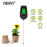 Yieryi 5 in 1 Soil PH Meter Tester Digital Temperature/Humidity/Sunlight/Moisture Garden Soil Acidity Analyzer for Farm Plants
