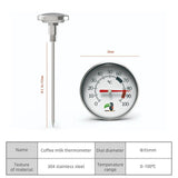Yieryi Coffee Milk Thermometer 0-100℃ Hot Water BBQ Tea Colour Dial Temperature Sensor Adjustable Stainless Steel Probe Detector