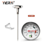 Yieryi Coffee Milk Thermometer 0-100℃ Hot Water BBQ Tea Colour Dial Temperature Sensor Adjustable Stainless Steel Probe Detector