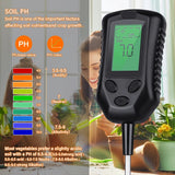 Yieryi New 4 In 1 Soil PH Meter Moisture Monitor Sunlight Tester Thermometer Gardening Plants Flower Soil Sensor with Blacklight