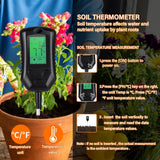 Yieryi New 4 In 1 Soil PH Meter Moisture Monitor Sunlight Tester Thermometer Gardening Plants Flower Soil Sensor with Blacklight