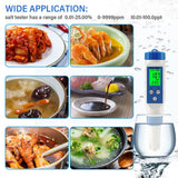Yieryi Smart Bluetooth Food Salinity Meter for Salt Water ATC Brine Pickle Sodium Chloride Multi-parameter Tester 0.01-25.00%