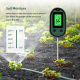 Yieryi Soil PH Meter Smart Soil Tester with Voice and Light Alarm Moisture Meter Temp Sunlight Intensity Analysis Soil Acidity