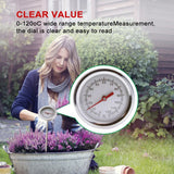 Yieryi Specialized Stainless Steel Compost Soil Thermometer No Batteries Required To Detect Garden Lawn Temperature
