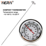 Yieryi Specialized Stainless Steel Compost Soil Thermometer No Batteries Required To Detect Garden Lawn Temperature