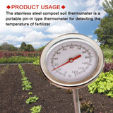 Yieryi Specialized Stainless Steel Compost Soil Thermometer No Batteries Required To Detect Garden Lawn Temperature