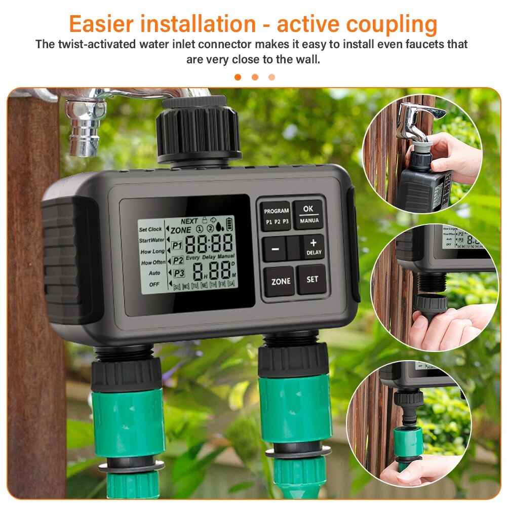 Yieryi Sprinkler Timer Smart Dual Water Timer Garden Farm Irrigation ...