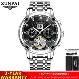 ZUNPAI Automatic Mechanical Men's Watch Original Stainless Steel Waterproof Watches Luminous Business Casual Luxury Wristwatch