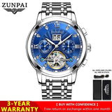 ZUNPAI Automatic Mechanical Men's Watch Original Stainless Steel Waterproof Watches Luminous Business Casual Luxury Wristwatch