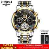 ZUNPAI Automatic Mechanical Men's Watch Original Stainless Steel Waterproof Watches Luminous Business Casual Luxury Wristwatch