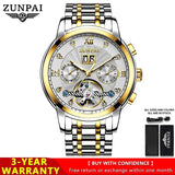 ZUNPAI Automatic Mechanical Men's Watch Original Stainless Steel Waterproof Watches Luminous Business Casual Luxury Wristwatch