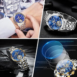 ZUNPAI Automatic Mechanical Men's Watch Original Stainless Steel Waterproof Watches Luminous Business Casual Luxury Wristwatch
