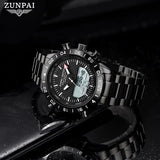 ZUNPAI Original Men's Watch Waterproof Stainless Steel Sports Watch Quartz Analog LED Digital Clock Military Top Brand Luxury