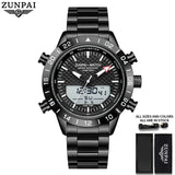 ZUNPAI Original Men's Watch Waterproof Stainless Steel Sports Watch Quartz Analog LED Digital Clock Military Top Brand Luxury