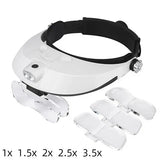 LED Headband Magnifier For Jewelry Watch Electronic Repair Hands Free Magnifying Glasses 1X 1.5X 2X 2.5X 3.5X Lens Loupe