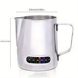 1pc 60ml Coffee Milk Frothing Pitcher With Built-In Thermometer, Stainless Stee