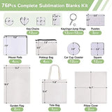 76Pcs Blanks Products Sublimation Bundle With Metal Chain ,For Custom Design Work,Gifts