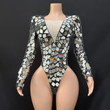 Mirror performance mechanical technology dance, cool stage costumes, tight slimming, slim fitting, and elegant dresses