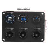 12V 24V Switch Panel Dual USB Chargers 4.2A Cigarette Lighter Plug Socket Power Adapter Outlet for Car Boat RV Voltmeter Toggle