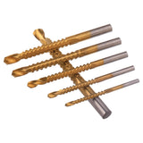 6 Pack Titanium Coated HSS Twist Bits, 3-8mm Serrated Side Cut Bits Woodworking Tools for Plastic Metal Wood Holes