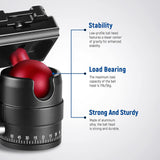 Camera Mini Ballhead Cold Shoes Microphone Tripod Head Ball Head with 1/4 Quick Release Plate for Tripod Monopod DSLR