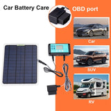 20W Solar Panel Car Charger - Outdoor Supply for Vehicle Battery with OBD Plug. High Quality