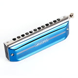 Easttop Harmonica 12 Holes Harp 48 Tone Chromatic Player Plastic Grid Harmonica Blue for Adults Professional Player and Students