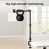 C-Clamp Desk Mount Bracket 3-Section Flexible Arms Desktop Live Streaming Stand for DSLR Smartphone Tablet LED Ring Light Webcam