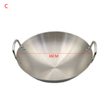Stainless Steel Non Coating Woks Gas Cooker Traditional Handmade Pot With Double Ear Chef Fry Wok
