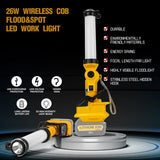 2000LM 26W LED Work Light for 14.4V-18V Li-ion Battery Portable Camping Lantern Downlight Outdoor Flashlight with Clip