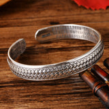 Silver S999 Braided Hemp Rope Heart Sutra Bracelet