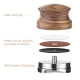 1pc, 304 Stainless Steel Solid Wood Gravity Coffee Powder Press, 3 Sizes, Adjustable Height, Professional Espresso Distributor