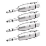 4 Pack Balanced Female XLR To 6.35Mm Male Microphone Adapter Easy Install Easy To Use