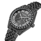 PINTIME Watches Men Luxury Diamond Iced Out Stainless Steel Strap Rome Dial Fashion Quartz Wristwatches Waterproof Reloj Hombre